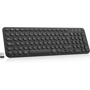 LETNERNY-Clavier Sans Fil Bluetooth, Clavier Azerty Rechargeable Sans Fil Multi-Dispositifs Avec 3 Canaux Bt5.1 + Bt5.1 + Usb 2.4G, Pavé Numérique Pour Win11/10/9¿Macos, Ios, Android, Pc-Noir - Neuf