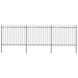 Prolenta Premium - Cl&ocirc;ture De Jardin Avec Dessus En Forme De Lance En Acier 537 X 150 Cm Noir - Neuf