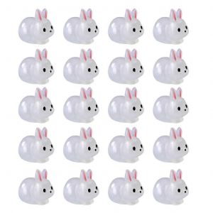 Figurines De Lapin Miniature Brillant 20pcs / Set Mini Statue En R&eacute;sine D&eacute;corative - Neuf