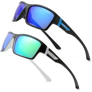 Lunettes De Soleil Polarisées De Sport Pour Homme Et Femme, Protection Uv, Cyclisme, Course À Pied, Lot De 2 Noir/Bleu + Noir Et Blanc/Vert, 138mm - Neuf
