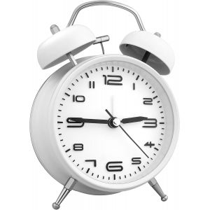 KAL-Rétro Réveil Matin À Double Cloche, Réveil Rétro Silencieux Horloge De Chevet Avec Lumière De Nuit, Reveil Matin À Piles Pour Sommeil Bureau Chambre Voyage, 4 Pouces - Bronze - Neuf