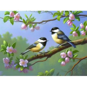 Ayuhr-5d Diamond Painting Diy Kits Petit Oiseau, Herbe À Fleurs Broderie Diamant Kits De Broderie Au Point De Croix Strass Rond Résine Peinture Décor À La Maison, (30x40 Cm) - Neuf