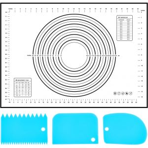 AYUHR-Tapis de Cuisson Patisserie Silicone 70 x 50 cm avec Coupe Pate, Tapis Patisserie Anti-adhésif Réutilisable avec Mesure pour Fondant Pate Macaron Biscuit - Neuf