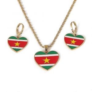 Drapeau Du Ghana Pendentif Collier Boucles D'oreilles Ghana Pays Cartes Patriotique F&ecirc;te Nationale Bijoux Ensembles Cadeau - Neuf