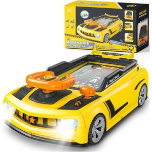 Kajgl-Volant Jouet Lumineux Et Sonore,Jeu De Course De Voiture Simulé Pour Enfants,Jouet D'aventure Automobile Avec Volant,Cadeaux De Noël Et D'anniversaire Pour Garçons Et Filles,Jaune - Neuf