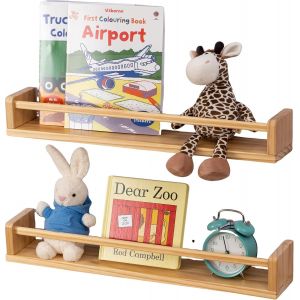 Lot De 2 &Eacute;tag&egrave;res Flottantes En Bois Naturel Massif Blanc Pour Cr&egrave;che, Biblioth&egrave;que, Jouets, Cuisine, Racak, Chambre &Agrave; Coucher, 40 Cm - Neuf