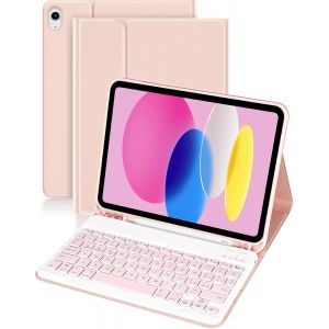 Kal-Étui Avec Clavier Pour Ipad 11e Génération (A16) 11 Pouces 2025, 10ème Génération 10,9 Pouces 2022, Clavier Bluetooth Amovible, Disposition Italienne, Avec Fente Pour Stylo, Rose - Neuf