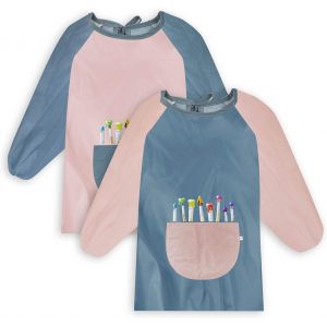 KALANKA-2 Pièces Blouse Enfant Peinture, Tablier Enfant Ecole avec Manches, Imperméable Tablier Ecolier, 7-11 Ans Blouse Peinture Enfant, Tablier de Peinture Enfant Convient pour Peinture Graffitis P - Neuf