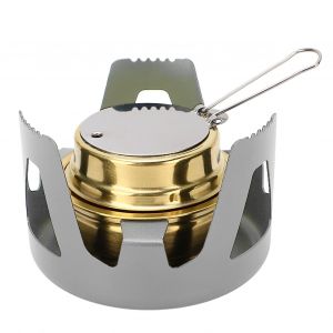 Mini RéChaud à Alcool En Laiton Et Alliage D'aluminium, SûR, Coupe-Vent, Portable, Largement Utilisé, Mini RéChaud De RandonnéE Pour Le Camping Et La Cuisine, Gris - Neuf