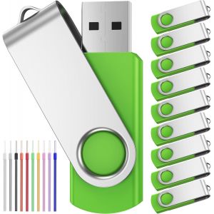 SHILIU-Clé USB 2.0 4 Go Lot de 10 Clefs USB - Mémoire Stick Pivotante Cle USB 4Go Lecteur Flash USB Vert Clef USB PenDrive avec Cor[ - Neuf