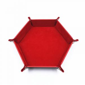 Plateau de d&eacute;s pliable en m&eacute;tal Dice Rolling Tray Holder Bo&icirc;te de rangement pour RPG DND Jeu de table Double face pliant en cuir Velours Rouge - Neuf