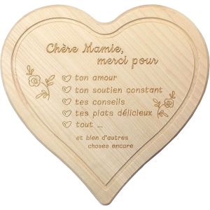 Planche &Agrave; D&eacute;jeuner En Bois - Planche &Agrave; Pain Avec Gravure Pour Grand-M&egrave;re - Planche De Cuisine - Planche &Agrave; D&eacute;couper Coeur - Cadeaux Pour Grand-M&egrave;re - Neuf