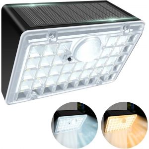 Lampe Solaire Pour Porte D'entrée,Avec Détecteur De Mouvement,Lumière Bicolore,39 Led,Étanche Ip65,1200 Mah,Lampe De Sécurité Solaire Pour Garage,Clôture De Jardin.[Y1042] - Neuf