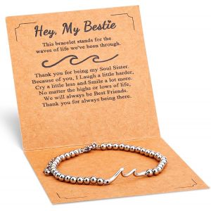 Kal-Bracelet Vague, Cadeau Pour Amis Bracelet De Meilleur Ami Bijoux D'amitié Cadeaux Pour Femmes Besties Âmes Sours Filles Saint-Valentin Anniversaire Cadeaux De Remise De Diplôme Pour Elle - Neuf