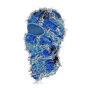 Cagoule Homme Effet Vieilli, Masque De Ski Int&eacute;gral, Bonnet, Masque D'hiver Chaud Et Coupe-Vent En Maille, Camouflage Bleu - Neuf