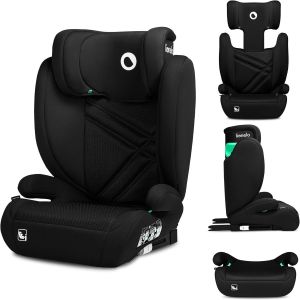 Nouvelhorizonstore-Lionelo Hugo I-Size Rehausseur Voiture Enfant Si&egrave;ge Auto Groupe 2 3, De 100 &Agrave; 150 Cm Montage Isofix Appui-T&ecirc;te R&eacute;glable Memory Foam Protection Lat&eacute;rale Accoudoirs (Black Carbon) - Neuf