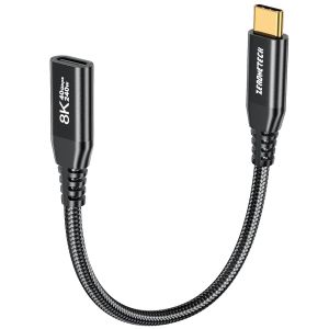 JGD-40Gbps Rallonge USB C 0.2M Male vers Femelle, Compatible avec Thunderbolt 4, Cable USB C 240W 48V/5A, 8K@60Hz, 4K@144Hz, C&acirc;ble d'extension de Type C pour Gamme iPhone 17/16/15, PSVR2, MacBook Pro - Neuf
