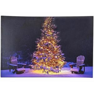 Tableau lumineux effet flamme "Sapin de Noël - Neuf
