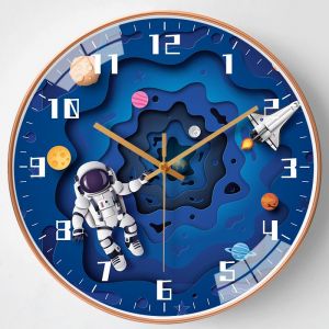 Horloge murale silencieuse pour enfants Astronaute 12" Horloge murale silencieuse pour enfants - Neuf