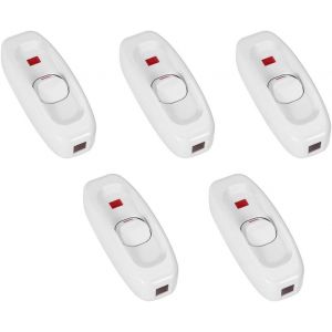 5pcs Commutateur D'appareils,Ac 250v 10a Inline On/Off Interrupteur À Bascule Feed-Through Table Lampe De Bureau Cordon Cordon Commutateur Avec Voyant Led(Blanc) - Neuf
