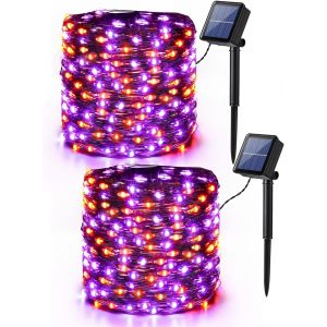 Guirlande Lumineuse Solaire, 50M 500 LED Exterieur Guirlande Lumineuse Solaire 8 Modes Etanche Sapin de Noël Intérieur Lumière pour Jardin Terrasse Fête Mariage Cour Décoration, Blanc Froid - Neuf