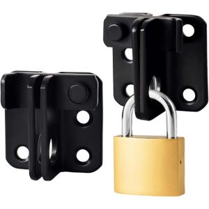 Lot De 2 Verrous De Porte En Acier Inoxydable Brossé - Loquet Porte Intérieure/Extérieure,Verrou Porte Coulissante Sans Percage Pour Portes,Fenêtres,Placards - Noir,12X8X4Cm,Serrure 12Mm - Neuf