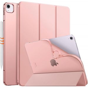KAL-Coque Pour Ipad Air 13 Pouces M3 2025/M2 2024, Étui Ipad Air 13 Pouces Avec Coque Arrière En Tpu Givré Translucide Doux, Étui Mince Smart Folio, Auto Réveil/Sommeil, Rose Doré - Neuf