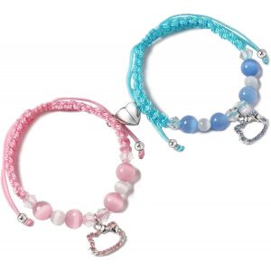 Eryi-2pcs Magnetique Bracelet Pour Couples Amitié Connecté Bracelet, Cadeau Couple Meilleur Ami Petit Ami Petite Amie Mari Saint-Valentin Anniversaire - Neuf