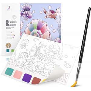 KALANKA-Peinture avec Livres d'Eau pour Enfant, Peinture Aquarelle Enfants 20 Pages de Océan Fantastique, Peinture pour Aquarelle Kit avec Pinceau, Cadeau Artisanat Enfant - Neuf