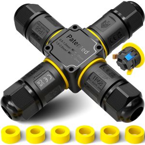Connecteurs de C&acirc;bles &Eacute;tanches IP68-Bo&icirc;te de jonction 4 voies-3 Fils-Raccord ext&eacute;rieur &eacute;tanche pour jardin-D&eacute;rivation de c&acirc;ble &Oslash;4-12mm-Bo&icirc;tier &eacute;lectrique ext&eacute;rieur &eacute;tanche et s&eacute;curis&eacute;.[U8] - Neuf