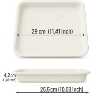 KALANKA-Soucoupe Pot Fleur 29x29cm Diamètre Blanc Lot de 5 - Durable Soucoupe Carrée - Soucoupes pour Pots de Fleurs - Soucoupe Pot de Fleur Interieur (Blanc) - Neuf