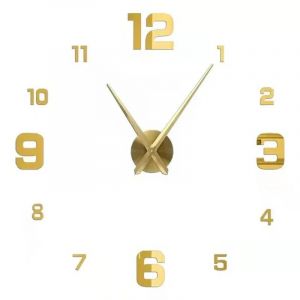 Grande Horloge Murale 3D Lumineuse Classique Horloges Murales Bricolage Horloge Numérique Montres Murales Autocollants Horloge Silencieuse Pour La Maison Salon Table.063 Gold.2D 16 Inch (40Cm) - Neuf