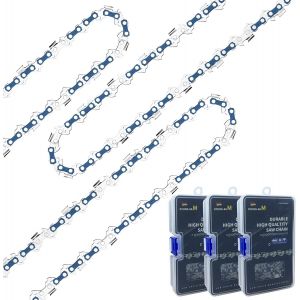 MEVRONISSHOP-3 Cha&icirc;nes de Tron&ccedil;onneuses 40 cm avec Bo&icirc;te en Plastique, 57 Maillons, Pas de 3/8"" 1,3 mm Cha&icirc;ne &agrave; Faible Rebond Compatible pour Bosch, Titan, Gardenline, Ferrex, Primaster, Black & Deck - Neuf