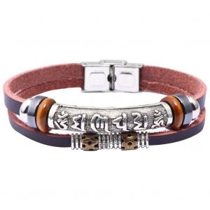 Bracelet Enroule En Cuir Delicat Et Populaire, Bracelet Manuel Pratique A Superposer, Style Chinois - Neuf