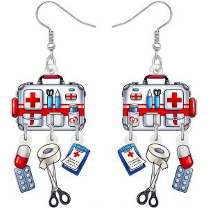 Kal-Boucles D'oreilles Médecin Infirmière En Acrylique Kit Médical Ciseaux Bijoux De Fin D'études Infirmière Praticienne Cadeaux Pour Les Étudiantes En Soins Infirmiers Futures Infirmières Fille - Neuf