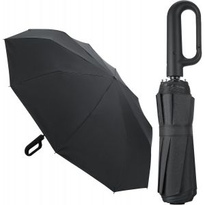 YEMAESRE-Grand Parapluie De Poche À 10 Baleines - Noir - Résistant Aux Tempêtes - Portable - Avec Boucle - Coupe-Vent - Pour Homme Et Femme, Noir - Neuf
