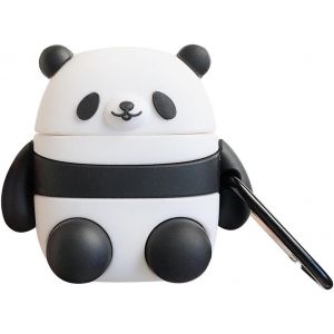 acdsgd-tui de Protection pour &eacute;couteurs,R&eacute;sistante Aux Chocs,3D Mignon Dessin Anim&eacute; Panda,Coque de Protection Compl&egrave;te avec Mousqueton,Silicone Souple,Compatible pour AirPods 1&2 - Neuf