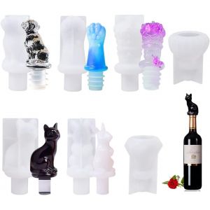 Lot De 7 Irr&eacute;guliers Bouchons De Vin En Silicone Moule Bouchon Bouteille Resine Kit Forme G&eacute;om&eacute;trique Epoxy Casting Mold Pour Crystal D&eacute;corations Artisanales En R&eacute;sine - Neuf