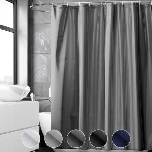 Tianyi-Rideau Douche, Rideau De Douche 180x220 Cm, Lavable En Machine Avec 12 Crochets, Imperm&eacute;able, Anti Moisissure, Tissu Polyester Rideaux De Baignoire Pour Salle De Bains Gris Fonc&eacute; - Neuf