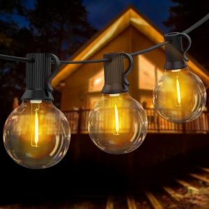 KAL-Guirlande Lumineuse Extérieure 12M, 18+3 G40 Led Guirlande Guinguette Exterieur Plastique, Ip45 Imperméable Guirlandes Lumineuses D'Extérieur Et Intérieur Pour Jardin Cour Terrasse Décoration De - Neuf