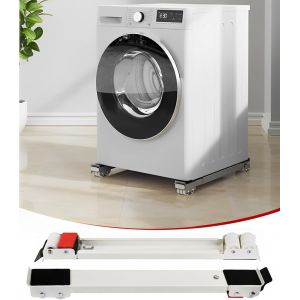 Roulettes Pour Machines À Laver Avec Tapis En Caoutchouc - Pelle Extensible Pour Déplacer Facilement Les Machines À Laver, Les Meubles Et Les Appareils Électroménagers - Blanc[LAV1870] - Neuf