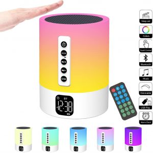 Kuwl-Enceinte Bluetooth Reveil Veilleuse, Lampe De Chevet Tactile Avec Machine À Bruit Blanc, Haut-Parleur Bluetooth Veilleuse Enfant Réveil Lumineux Idee Cadeau Ado Fille,Enfant, Femme, Anniversaire - Neuf