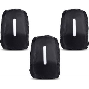 Housse de Sac à Dos Réfléchissante, 3 Pcs Housse de Sac à Dos, Housse de Protection Imperméable Étanche Anti-Poussière Résistant à l'abrasion Durable pour Camping, Randonnée, Voyage, Cyclisme - Neuf