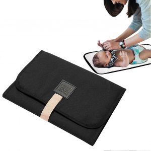 Tapis A Langer Leger, Impermeable, Pratique Tapis A Langer Portable Pliable Pour Bebe Avec Fermeture Autocollante Magique, Noir. - Neuf