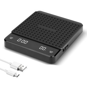 Balance Caf&eacute; Avec Minuterie, Balance De Precision Avec &Eacute;cran Led Et Coussin Thermique, Multifonctionnelle Balance De Cuisine Precision 3kg/0.1g, Fonction Tare (G/Oz/Ml), Arr&ecirc;t Automatique - Neuf