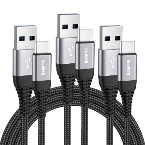 USB Type C Cable [Pack of 3.1M+2M+2M], USB C Charger Cable Fast Charging Nylon Braided for Samsung Galaxy S23 S22 S21 S20 Plus Ultra S10 S10E S9 S8, A51 A71 A31 A52 A72, Sony Xperia XZ, LG, Xiaomi - Neuf