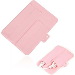 KAL-Sac De Rangement Pour Fers À Lisser Sac De Coussin En Silicone Résistant À La Chaleur Fer À Friser Coussin En Silicone Pliable Lisseur De Voyage (Rose) - Neuf