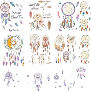 ERYI-Dream Cat Cher Stickers Plume Autocollants Coloré Dream Come True Fenêtre Autocollants Imperméable Amovible Vinyle Art Mural Pour Toilettes Chambre Salon Décorations - Neuf