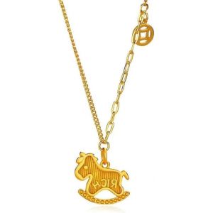 Kal-Collier Femme En Alliages Doré Collier Cheval À Bascule Bijoux Tendance Cadeau Anniversaire Femme Accessoire Mode Pour Toutes Occasions - Neuf