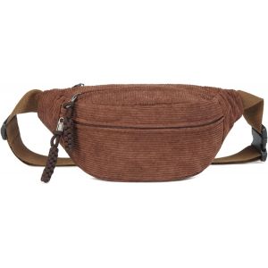 KALANKA-Sac à bandoulière pour femme, petit, sac bandoulière tendance en velours côtelé, élégant et pratique, sac banane pour l'extérieur, le sport, les voyages, la course, l'école, marron, Taille - Neuf